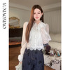 余潇潇【花漾浅梦】法式复古宫廷感莱赛尔珍珠钻扣木耳边长袖衬衫 商品缩略图2