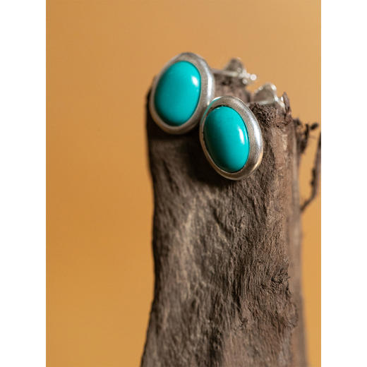 牧衣游 S999纯银绿松石耳环 月野【不支持会员折】 商品图1