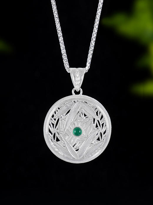 子佩集S990银【竹林隐士】双面套链项链【DSDZ002】大师工坊原创作品花丝珐琅彩绿玉髓熊猫 商品图4