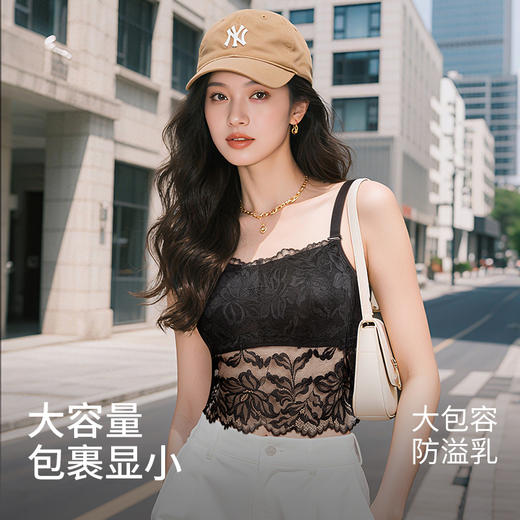 D3-【B-D杯】【蝴蝶蕾丝美背防走光抹胸】大胸显小薄款文胸性感吊带背心内衣女  梦幻蕾语/云舒纷纷 商品图0