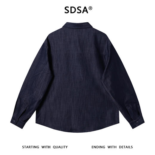 C608SDSA男士秋冬新款痞帅男装韩版竖纹口袋翻领长袖衬衫复古百搭衬衣 商品图4