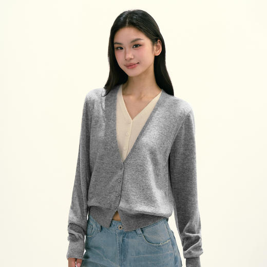 Ariseism 美式复古绵羊毛假两件针织衫女秋季新款修身长袖上衣 商品图0
