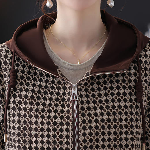 9529DT2025春秋中年女装连帽夹克上衣中老年年轻妈妈秋装洋气时尚外套 商品图1