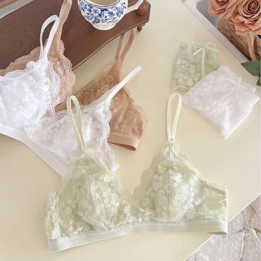 【GZ】无忧购49元2件法式序曲超薄蕾丝内衣透气亲肤兔耳杯文胸（截单后7天发货) 商品图2