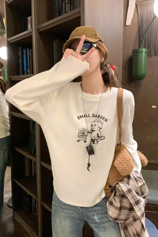 <曾小咸推荐> 打底衫T恤字母印花长袖【预售款，预计3-15天发货】 商品图5