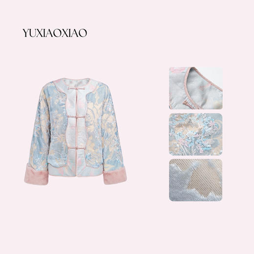 余潇潇【花好月圆】精致金丝丝绒拼接水貂毛袖口内里填充桑蚕丝外套 商品图2