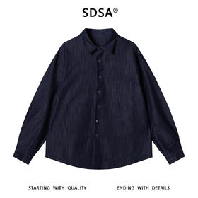 C608SDSA男士秋冬新款痞帅男装韩版竖纹口袋翻领长袖衬衫复古百搭衬衣