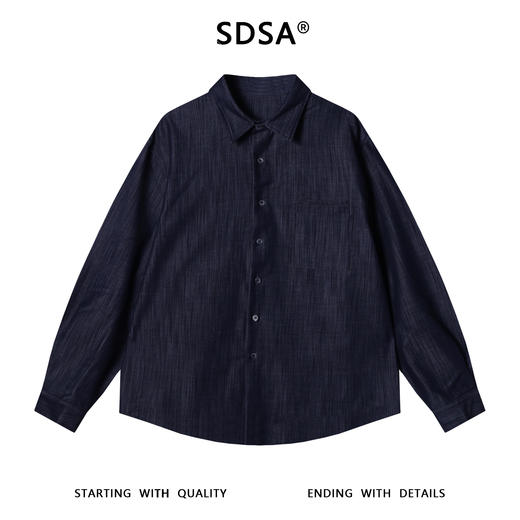 C608SDSA男士秋冬新款痞帅男装韩版竖纹口袋翻领长袖衬衫复古百搭衬衣 商品图0