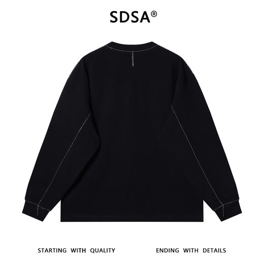 SDSA男士秋冬新款痞帅男装简约纯色金属装饰圆领卫衣百搭宽松上衣 商品图5