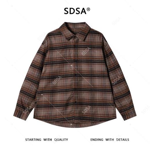 6503SDSA男士秋冬新款痞帅男装美式复古撞色格纹翻领长袖T恤时尚衬衣 商品图1