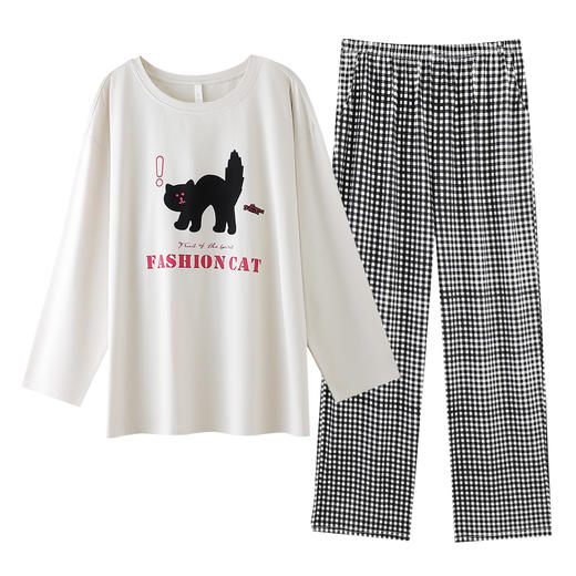 【抗菌新疆棉】自然醒「天生一对」秋季A类长袖情侣睡衣长裤纯棉家居服套装JLM 商品图11