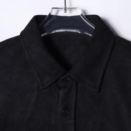 6354SDSA男士秋冬新款痞帅男装极简风绒面纯色翻领长袖衬衫复古百搭 商品图2