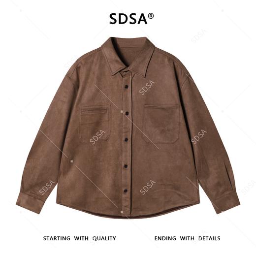 6354SDSA男士秋冬新款痞帅男装极简风绒面纯色翻领长袖衬衫复古百搭 商品图1