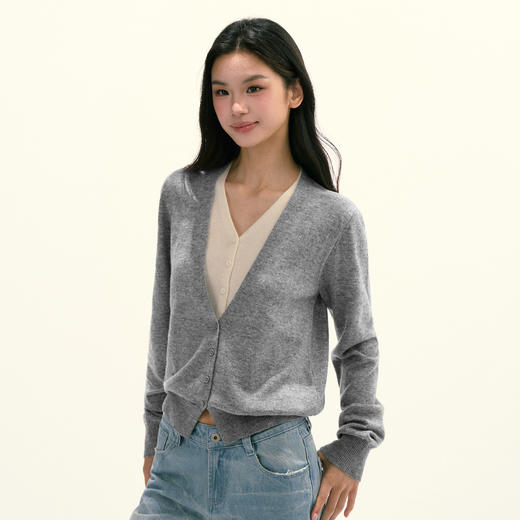 Ariseism 美式复古绵羊毛假两件针织衫女秋季新款修身长袖上衣 商品图1