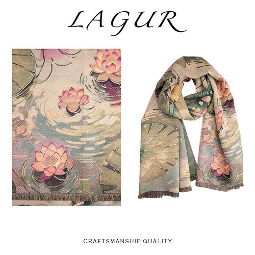 江南盛莲！主题款双面艺术围巾女冬季2025新款中式百搭气质妈妈款 商品图1