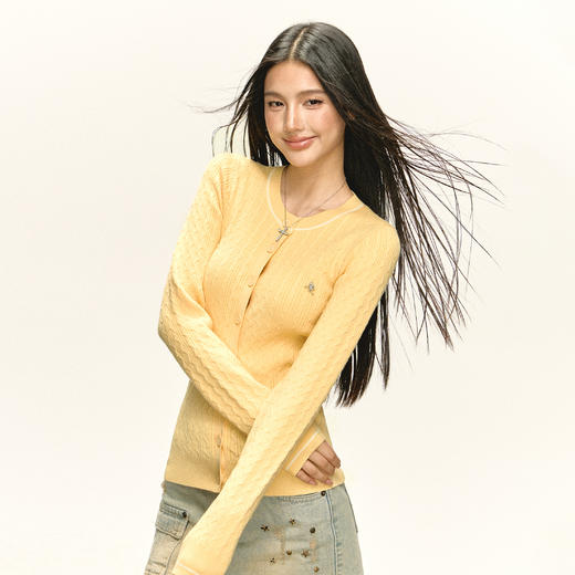 Ariseism 美式复古设计感针织开衫毛衣女秋季新款修身上衣 商品图1