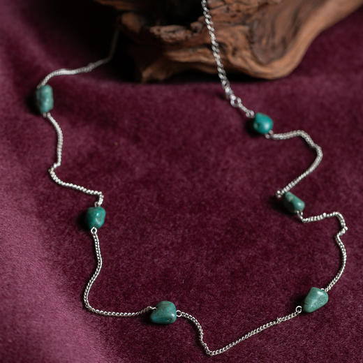 牧衣游 S999银绿松石项链简约通勤 霜绿【不支持会员折】 商品图0