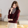 QL-8367条纹翻领拼接假两件撞色针织衫女2025秋冬新款高级感毛衣打底内搭 商品缩略图0