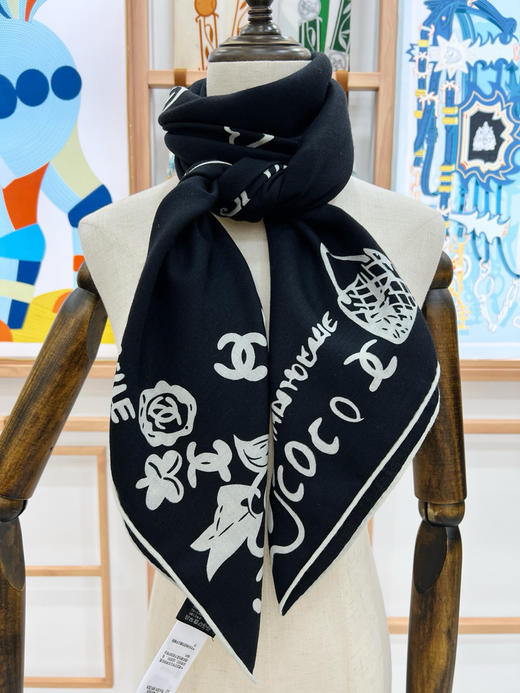 小香 山茶花羊毛蚕丝围巾方巾 商品图4