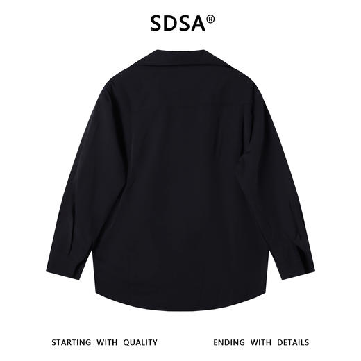 SDSA男士秋冬新款痞帅男装潮牌纯色拼接翻领长袖T恤百搭时尚上衣 商品图5