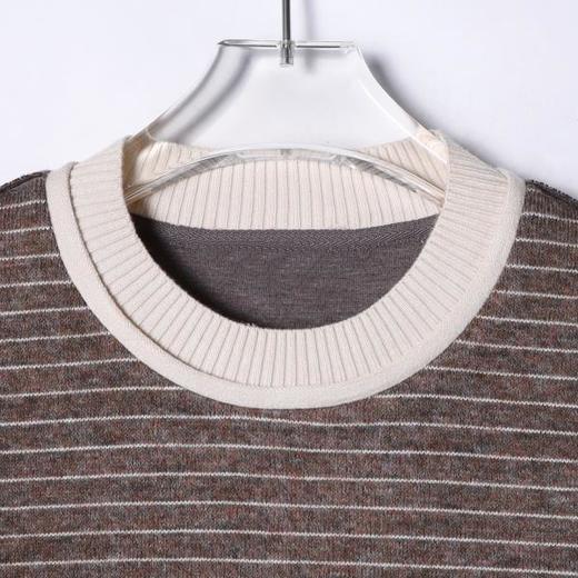 3555SDSA男士秋冬新款痞帅男装韩版撞色条纹圆领长袖T恤百搭时尚上衣 商品图2