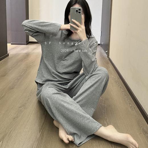 【幸福睡衣】带胸垫秋冬新款睡衣套装长袖宽松圆领套头显瘦家居服女家居服 商品图2