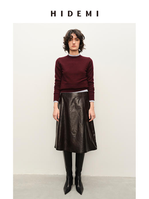 HIDEMI 进口美利奴羊毛柔软细腻纱线打底衫舒适叠穿圆领针织衫 商品图8