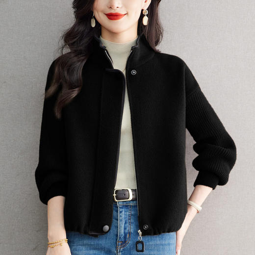 XFY-3102立领外套女2025新款气质轻奢高级感毛呢开衫洋气休闲秋装外搭上衣 商品图2
