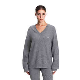 FDR官方店 辣妹大V领慵懒休闲毛衣女秋季保暖套头针织衫上衣