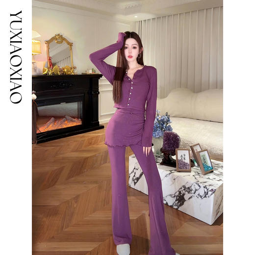 余潇潇【罗兰情调】棉感弹力针织短外套&花边吊带&松紧裤子四件套 商品图0