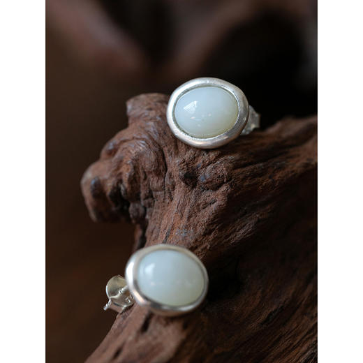 牧衣游 S925银禾田白玉耳环百搭气质 檬洮【不支持会员折】 商品图2