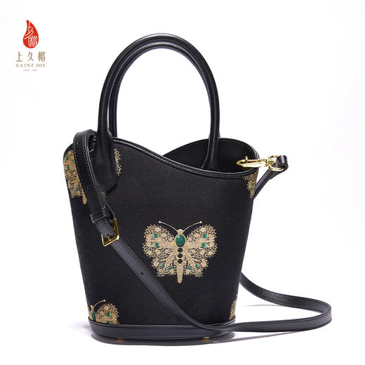 上久楷新中式国风宋锦腋下包 手提包 黑金蝴蝶BWS25A0201 商品图6