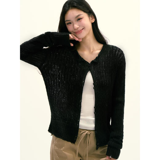 Ariseism 美式复古设计感3色松弛感薄款开衫女秋季新款修身上衣 商品图2