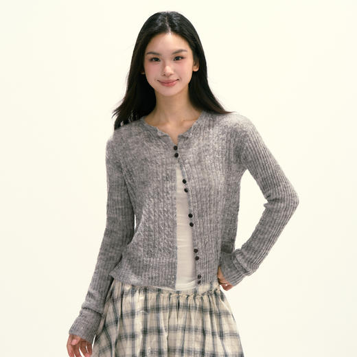 Ariseism 美式复古设计感3色松弛感薄款开衫女秋季新款修身上衣 商品图0