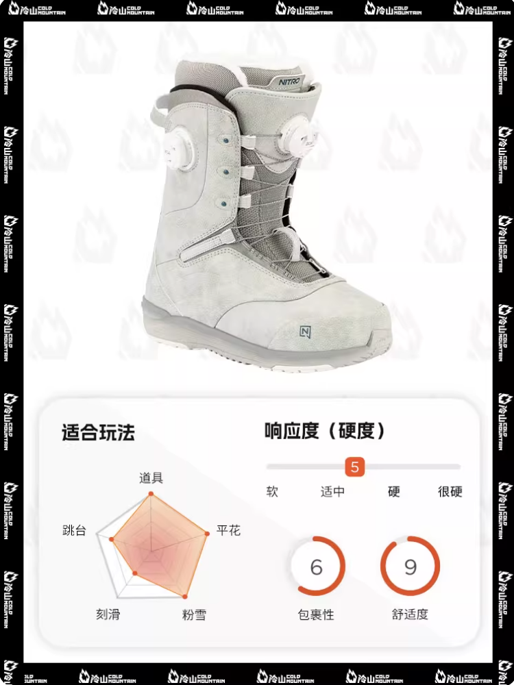 冷山雪具NITRO滑雪鞋CROWN BOA尼卓单板滑雪鞋全能单板滑雪靴女款2526