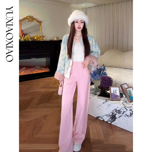 余潇潇【花好月圆】精致金丝丝绒拼接水貂毛袖口内里填充桑蚕丝外套 商品图4