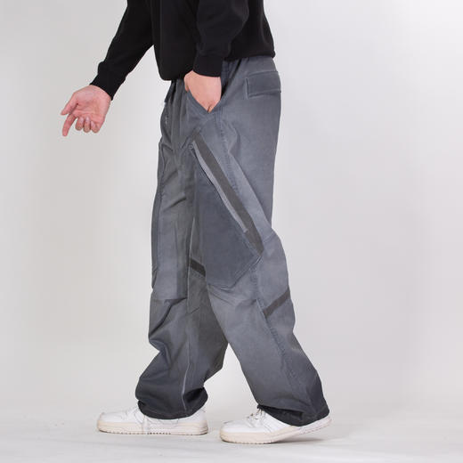 DRONKOO 2025 抽绳松紧腰前贴袋织带拉链做旧中厚工装长裤 商品图2