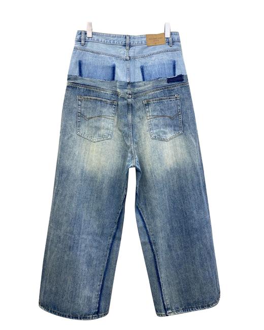 中性款假两件牛仔裤长裤B00 商品图1