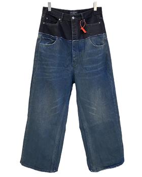 中性款假两件牛仔裤长裤B00