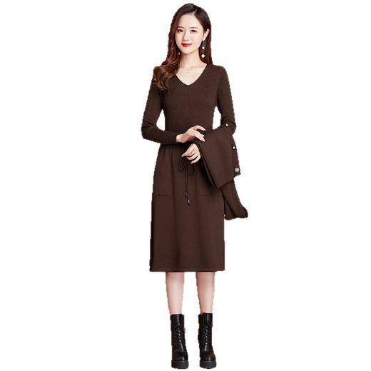 DZX-5830两件套连衣裙女秋冬2025新款休闲连帽针织毛衣裙秋季显瘦套装裙子 商品图4