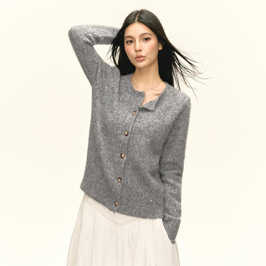Ariseism 美式复古设计感软糯针织开衫毛衣女秋季新款修身上衣 商品图2