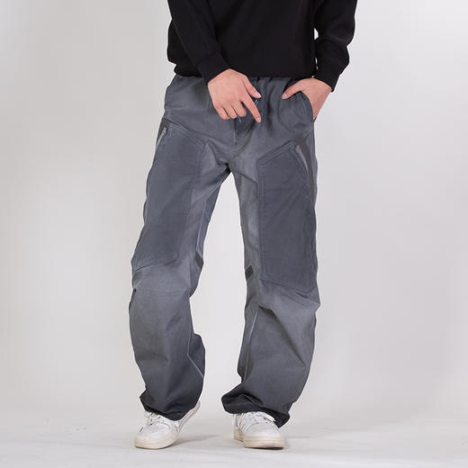 DRONKOO 2025 抽绳松紧腰前贴袋织带拉链做旧中厚工装长裤 商品图1