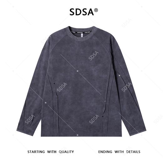 T4845SDSA男士秋冬新款痞帅男装潮牌扎染褶皱铆钉圆领长袖T恤休闲时尚 商品图1