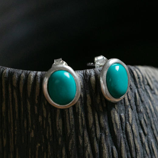 牧衣游 S999纯银绿松石耳环 月野【不支持会员折】 商品图0