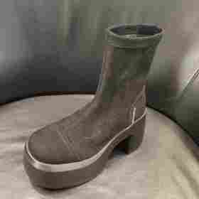 LFGJ凌介女鞋 19903 时尚简约弹力布短靴