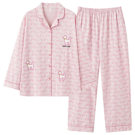 【抗菌新疆棉】自然醒「墨影恋人」秋季新款长袖情侣睡衣纯棉慵懒家居服套装JLM 商品图11