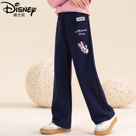 迪士尼儿童阔腿裤女大童裤子秋季2024新款女童休闲裤秋装女孩长裤 商品图2