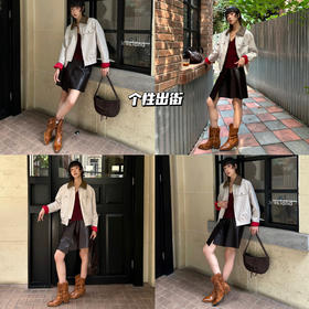 新品上身 |撞色夹克+皮裙，酷飒有型，街头最靓的风景线！🌟