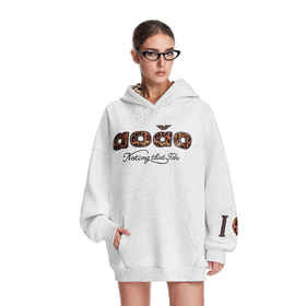 FDR官方店 豹纹贴布绣连帽卫衣男女秋季潮牌宽松情侣装上衣帽衫