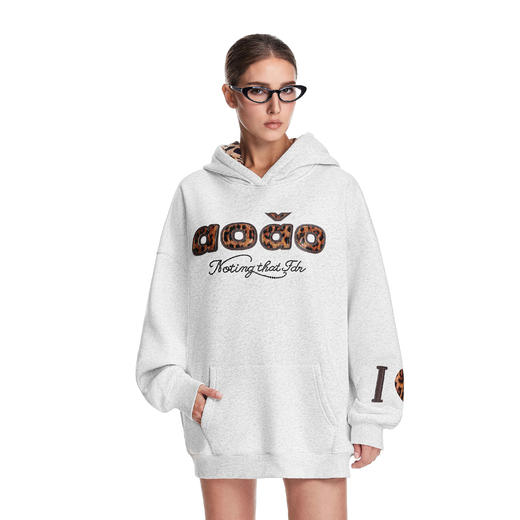 FDR官方店 豹纹贴布绣连帽卫衣男女秋季潮牌宽松情侣装上衣帽衫 商品图0